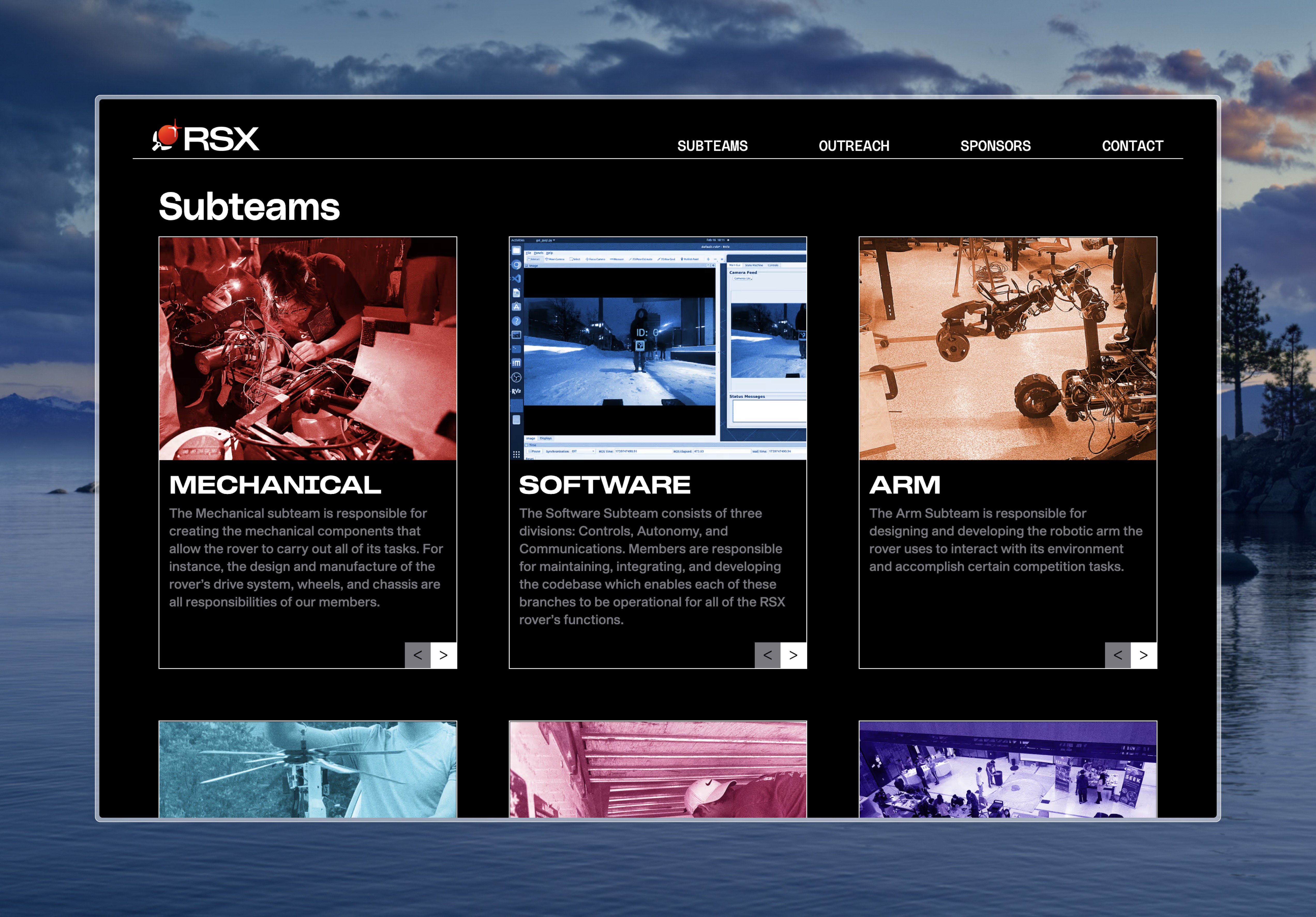 RSX Website Subteams Page